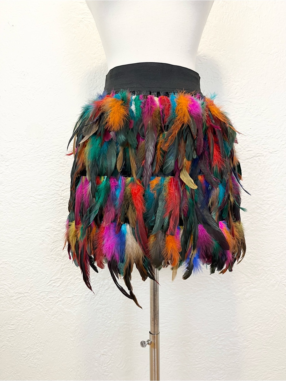 Faux Feather Skirt Multicolor S/M Boho